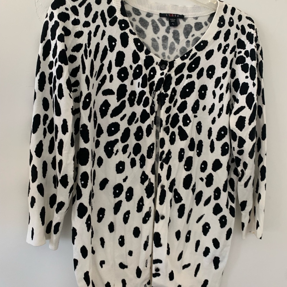 Cardigan with sequins animal print